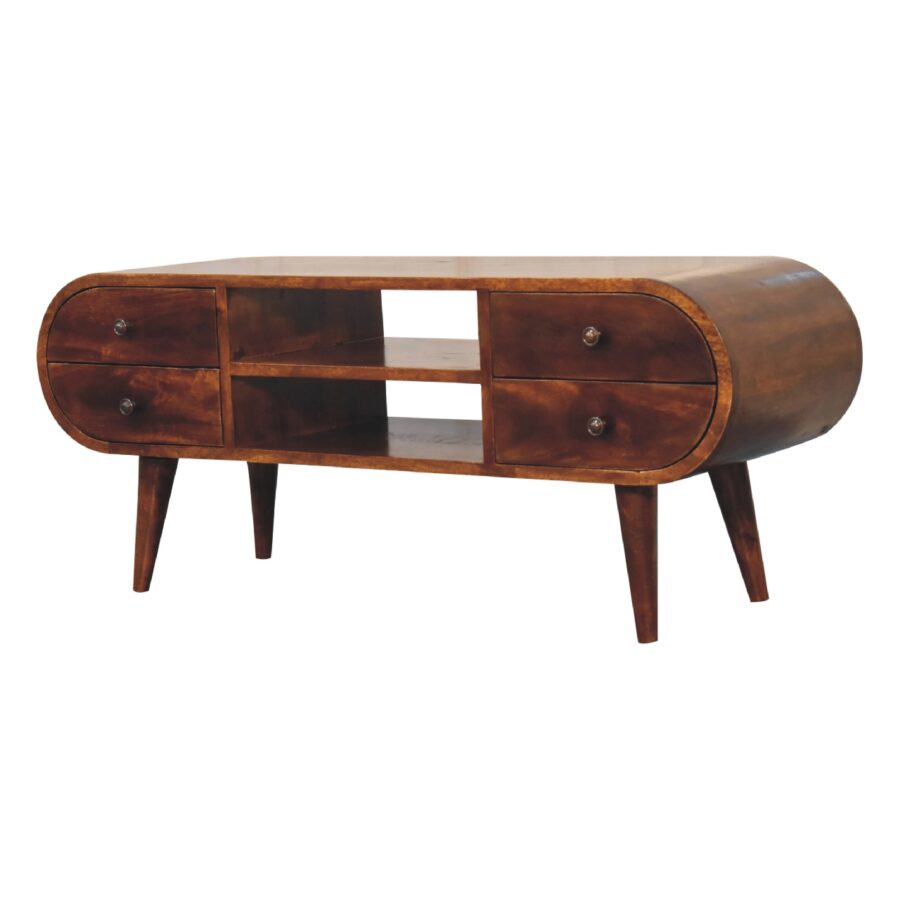 Solid Wood Rounded Media Unit - V - LOOX