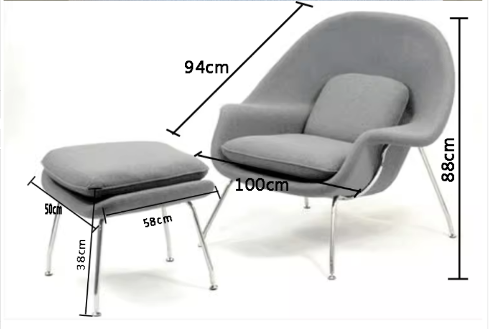 Womb Style Chair & Ottoman In Premium Velvet or Linen