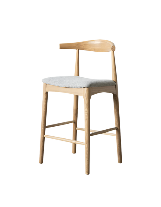 Hans Wegner CH32 Bar Stool, Oak/ Rosewood, Linen