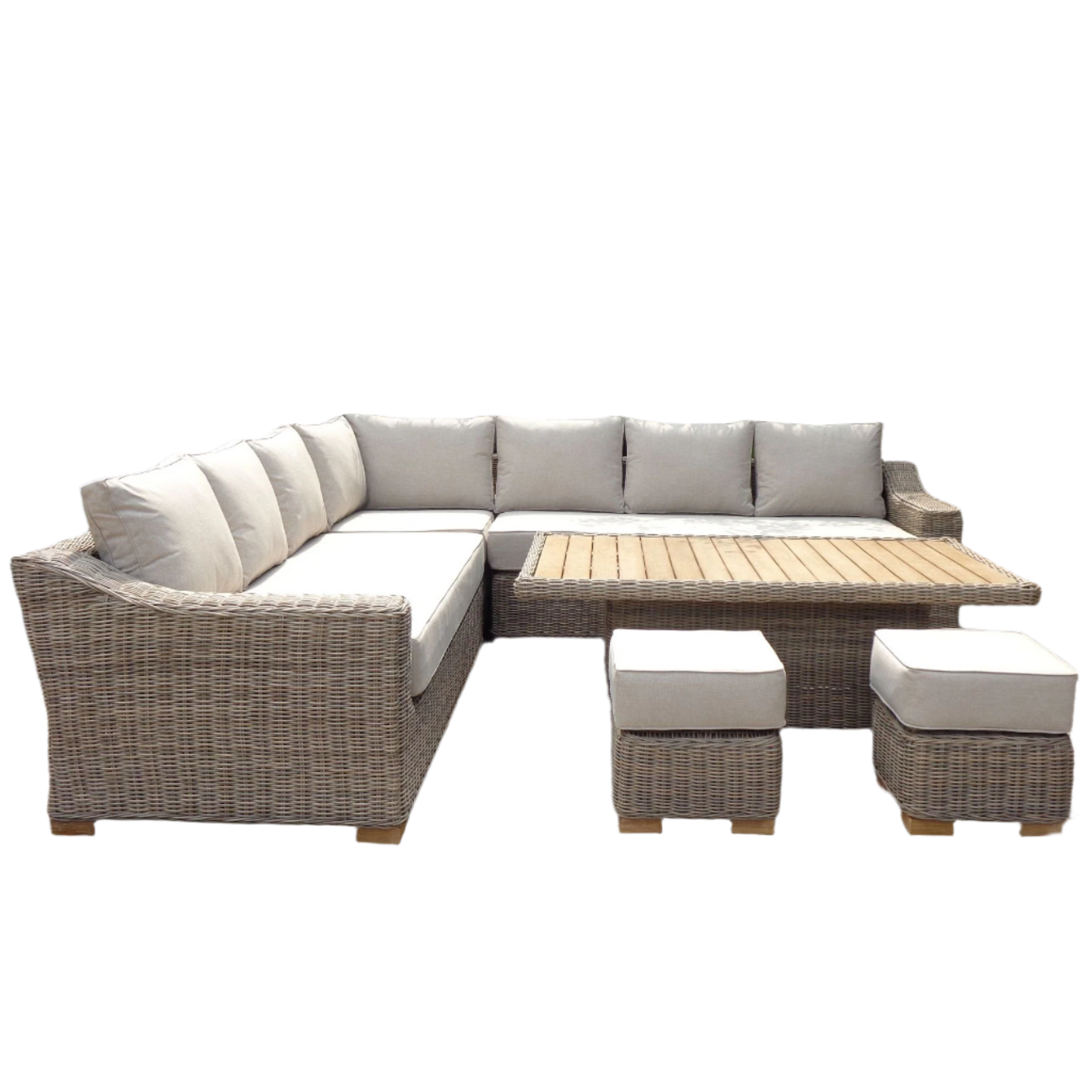 Capri Outdoor Large Corner Set With Riser Table + 2 Stools