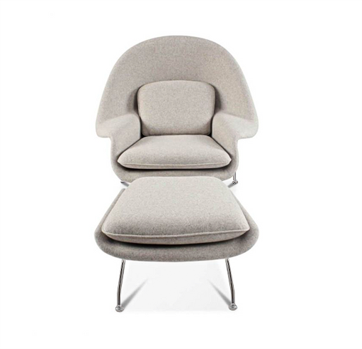 Womb Style Chair & Ottoman In Premium Velvet or Linen