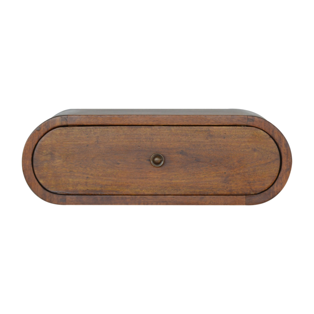 Wall Mounted Rounded Bedside Table in Chestnut Finish