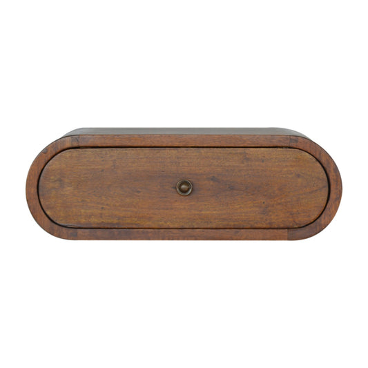 Wall Mounted Rounded Bedside Table in Chestnut Finish
