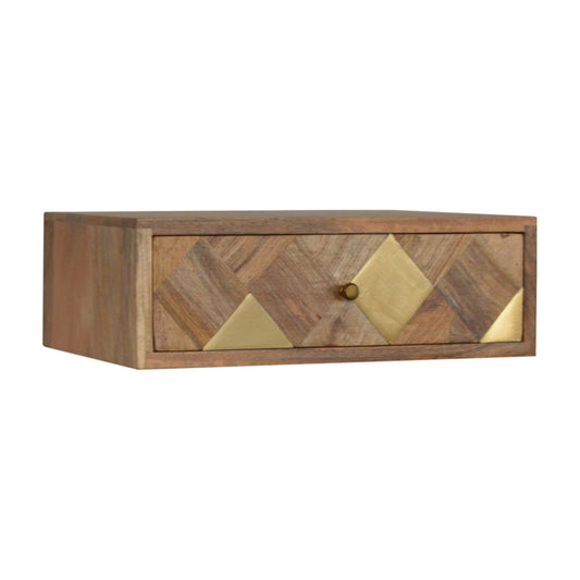 Wall Mounted Brass Inlay Bedside Table