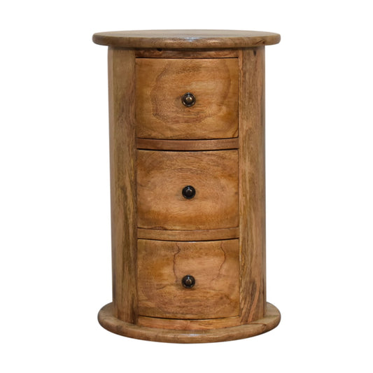 Oak-ish Drum Chest Of Drawers