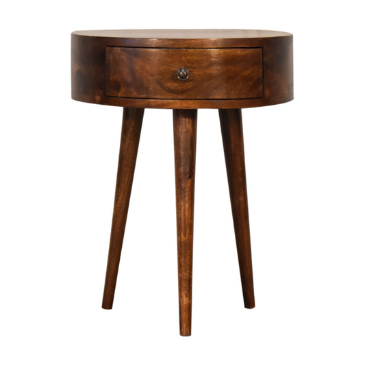 Semi Circle Bedside Table in Chestnut Finish