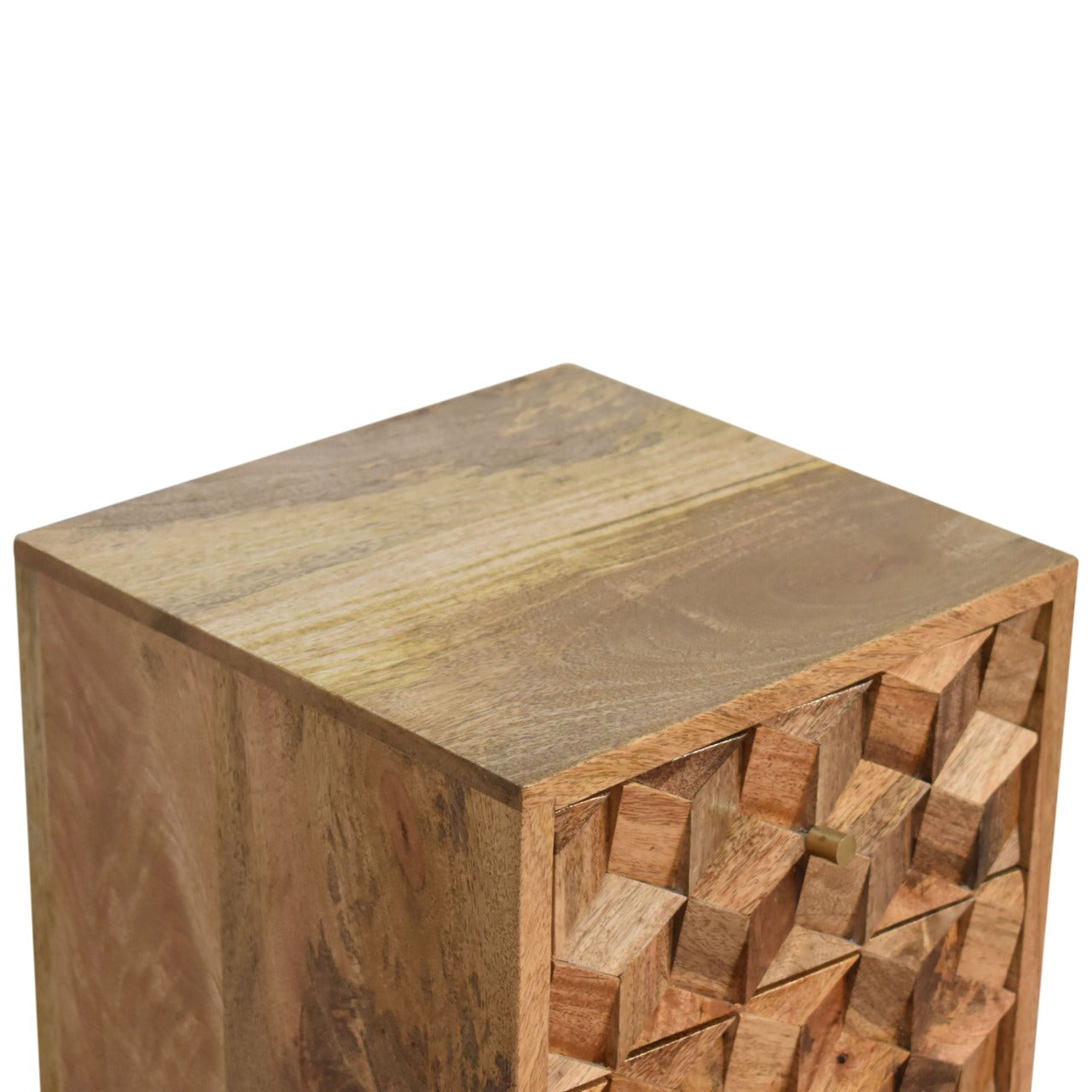 Mini Cube-Carved 2 Drawer Bedside Table