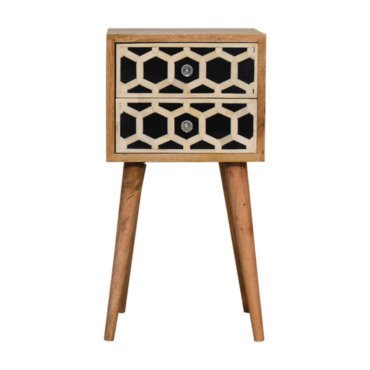 Bone Inlay 2 Drawer Mini Bedside Table
