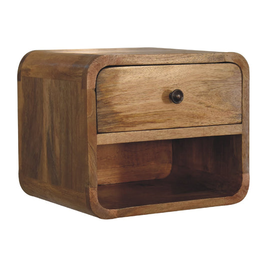 Floating Open Bedside Table in Oak-ish Finish