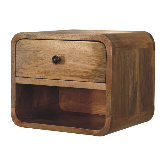 Floating Open Bedside Table in Oak-ish Finish