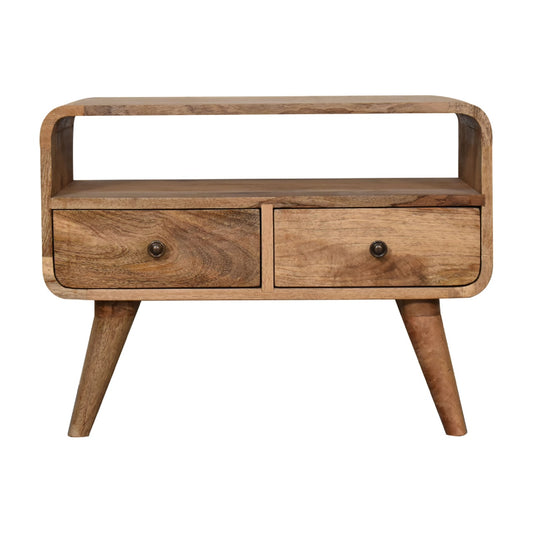 Rounded Mini Media Unit in Oak-like Finish