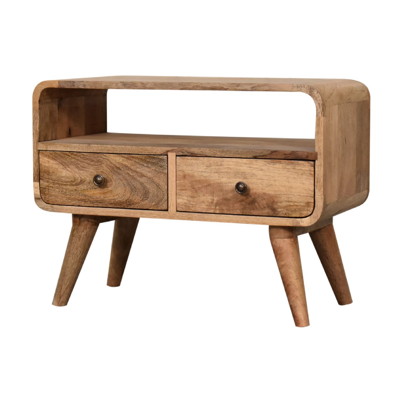 Rounded Mini Media Unit in Oak-like Finish