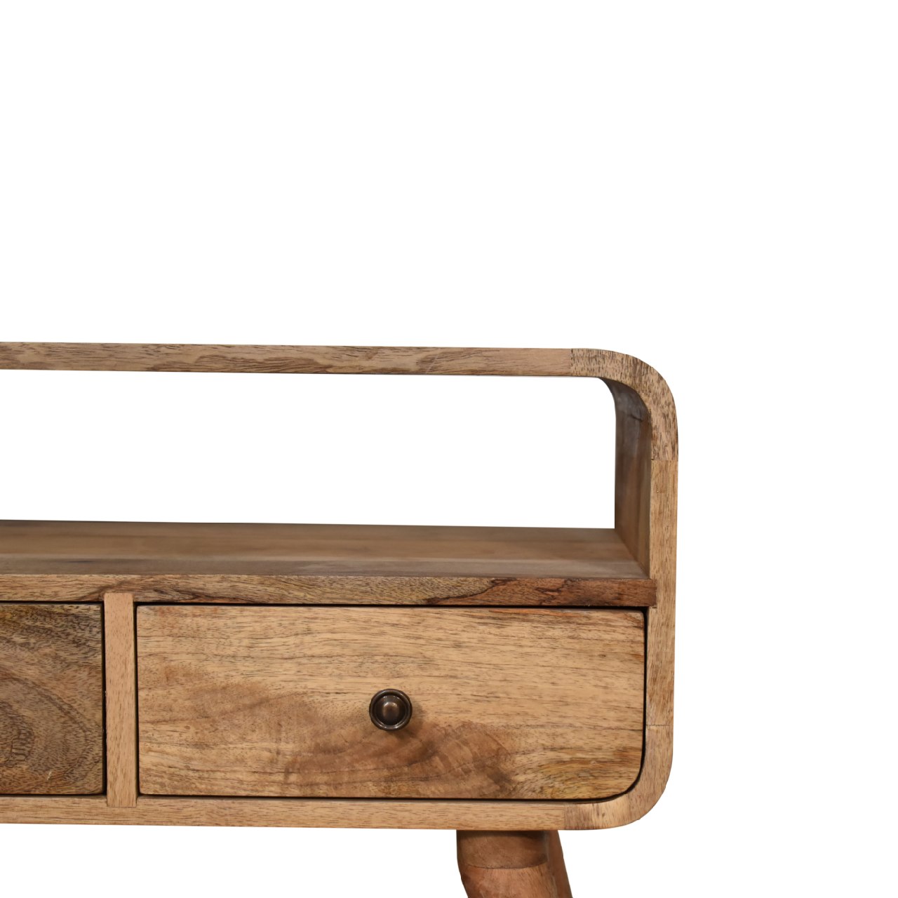 Rounded Mini Media Unit in Oak-like Finish