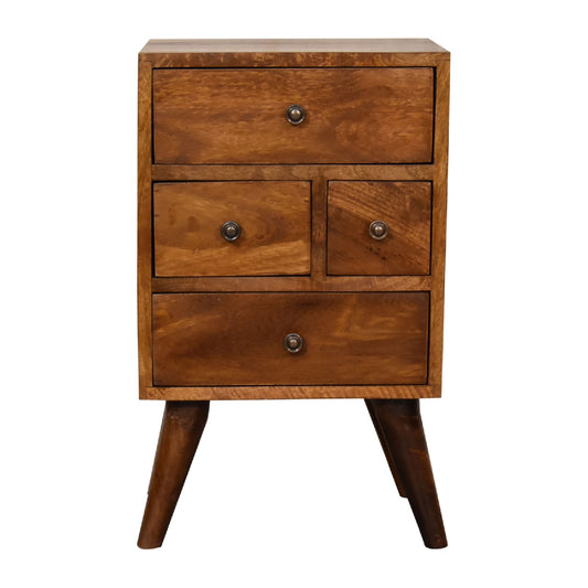 4 Drawer Bedside Table in Chestnut Finish