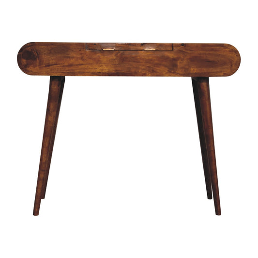Foldable Mirror Dressing Table in Chestnut Finish