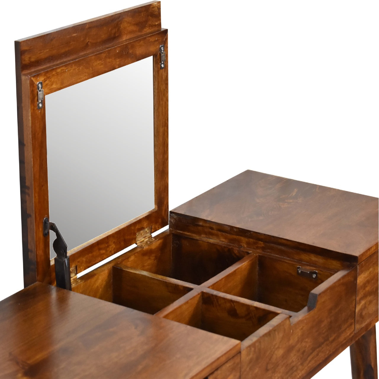 Vassa - Foldable Mirror Vanity Desk in Chestnut Finish
