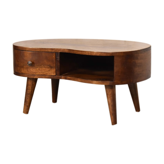 Wave Mini Coffee Table in Chestnut Finish