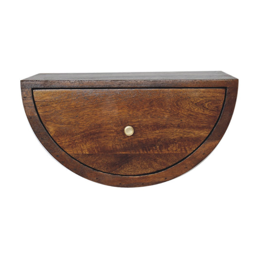 Crescent Floating Bedside Table in Chestnut Finish