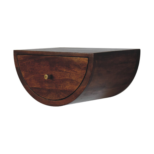 Crescent Floating Bedside Table in Chestnut Finish