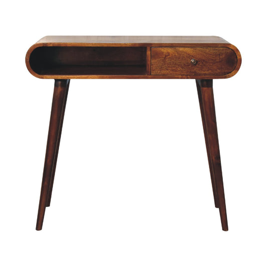 The Elwood Console Table in Chestnut Finish