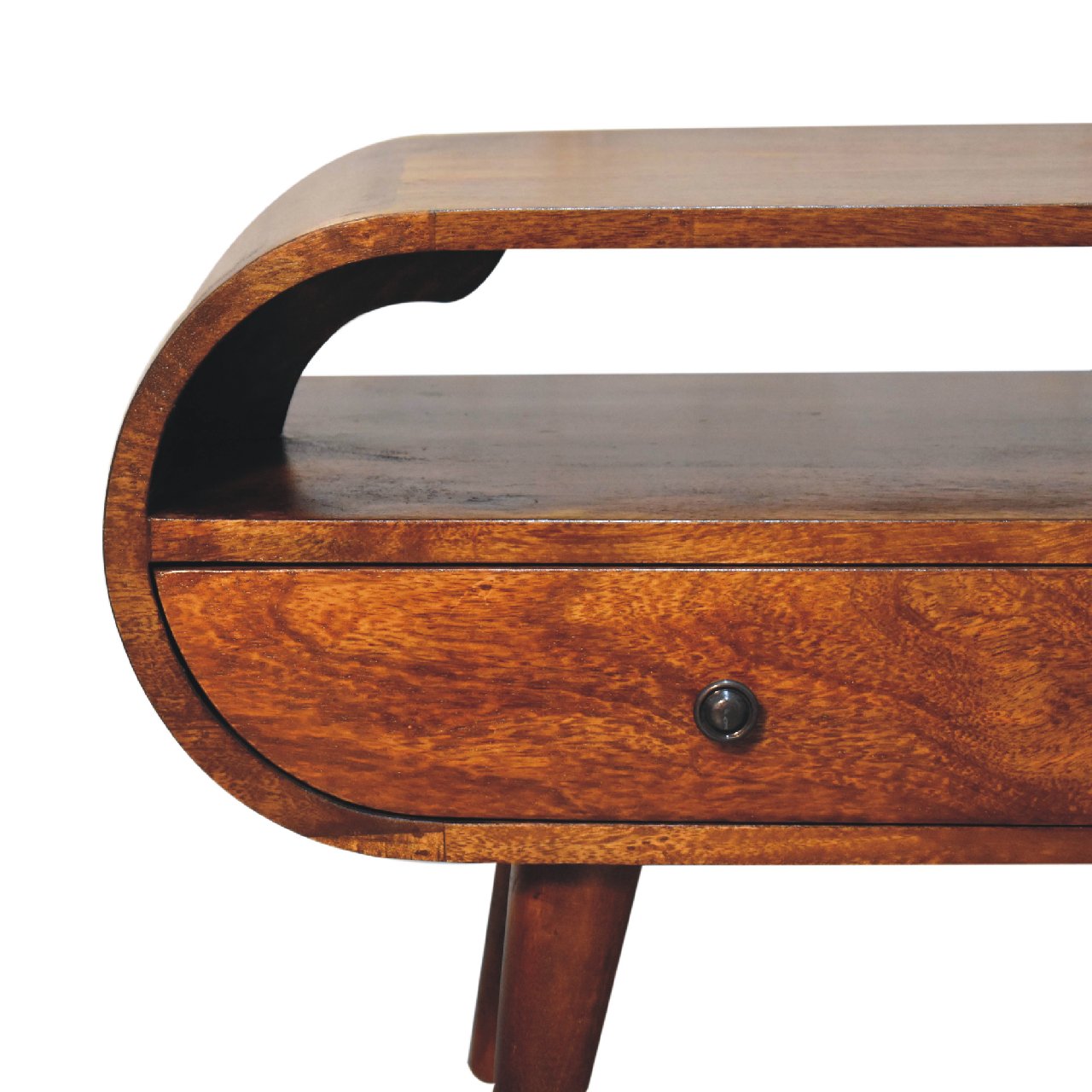 Oura - Circular TV Stand in Chestnut Finish