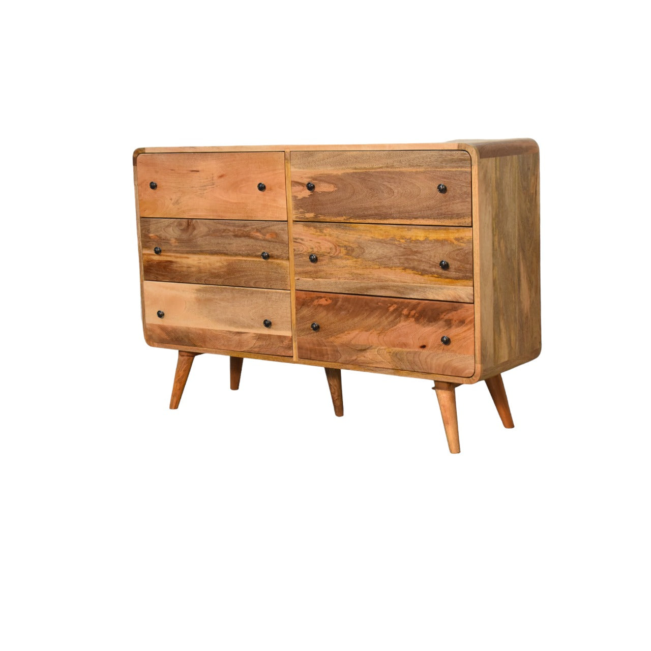 Soren - Large Rounded Chest of Drawers in Oak-like Finish