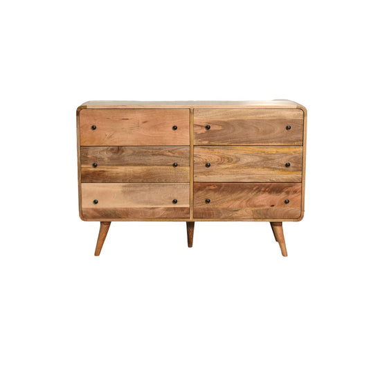 Soren - Large Rounded Chest of Drawers in Oak-like Finish