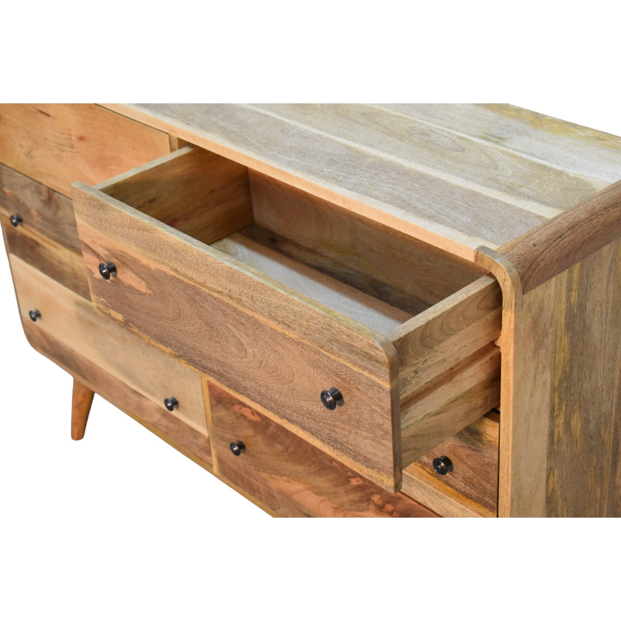 Soren - Large Rounded Chest of Drawers in Oak-like Finish