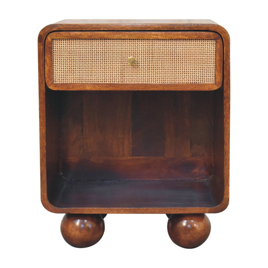 The Arlo Woven Bedside Table in Chestnut Finish