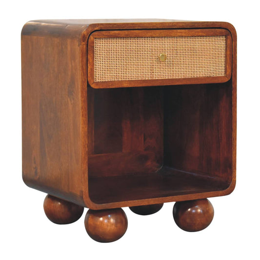 The Arlo Woven Bedside Table in Chestnut Finish