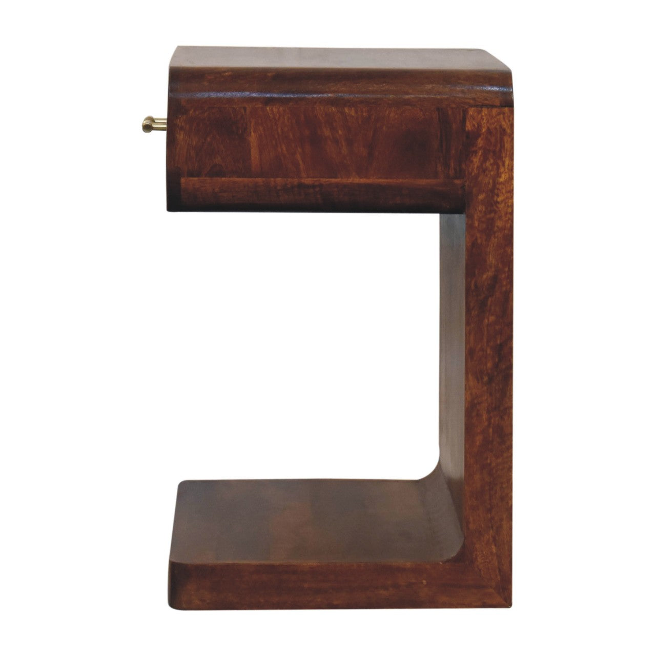 T-Bar Rounded Bedside Table in Chestnut Finish