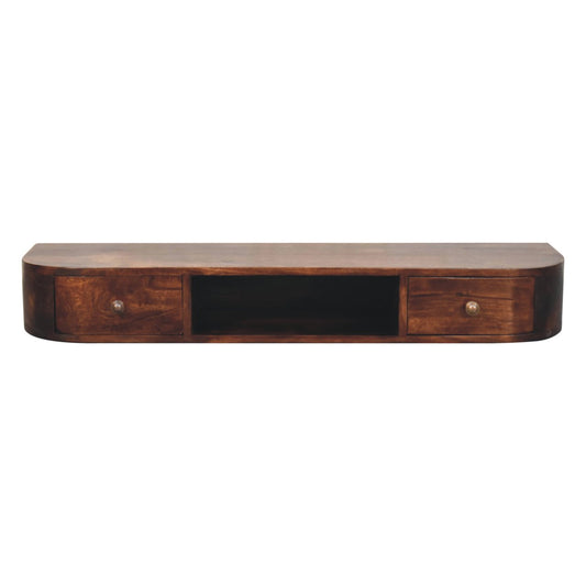 Lunar - Wall Mounted Console Table in Chestnut Finish