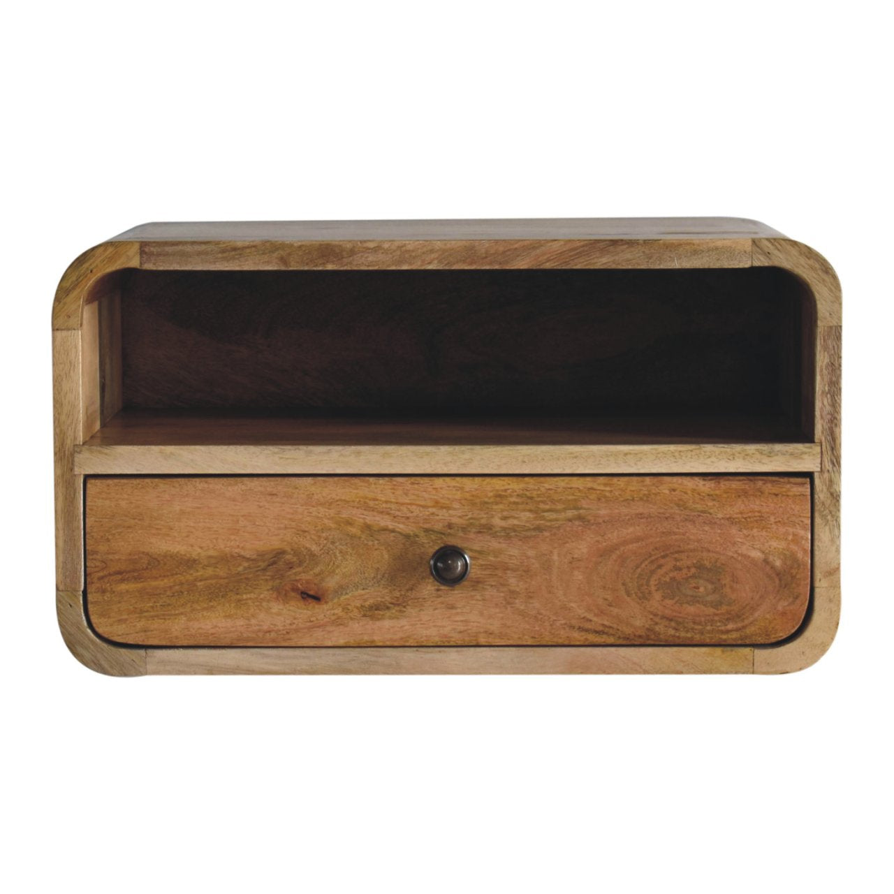 Large Upper Slot Floating Bedside Table in Oak-like Finish