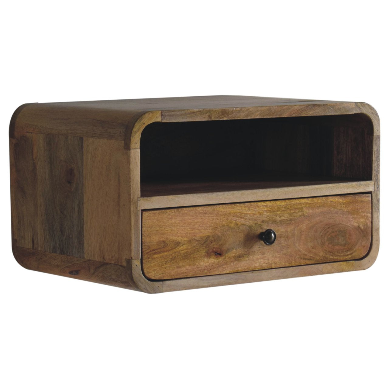 Large Upper Slot Floating Bedside Table in Oak-like Finish