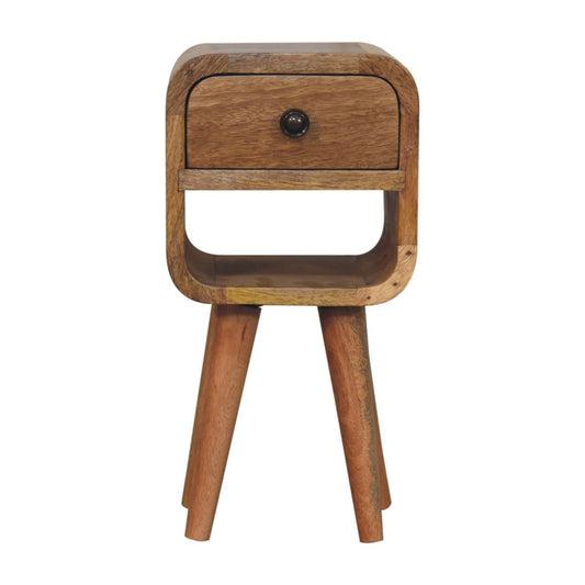 Nils - Rounded Bedside Table in Oak-like Finish