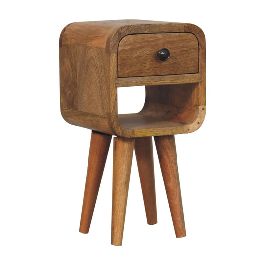 Nils - Rounded Bedside Table in Oak-like Finish