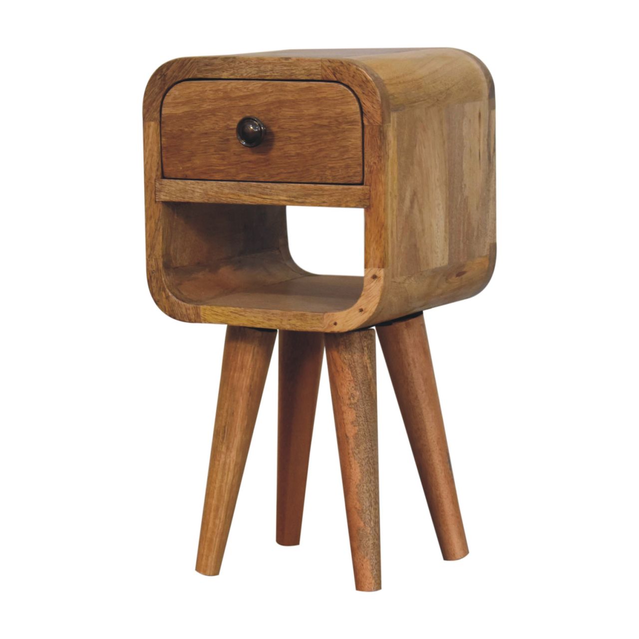 Nils - Rounded Bedside Table in Oak-like Finish