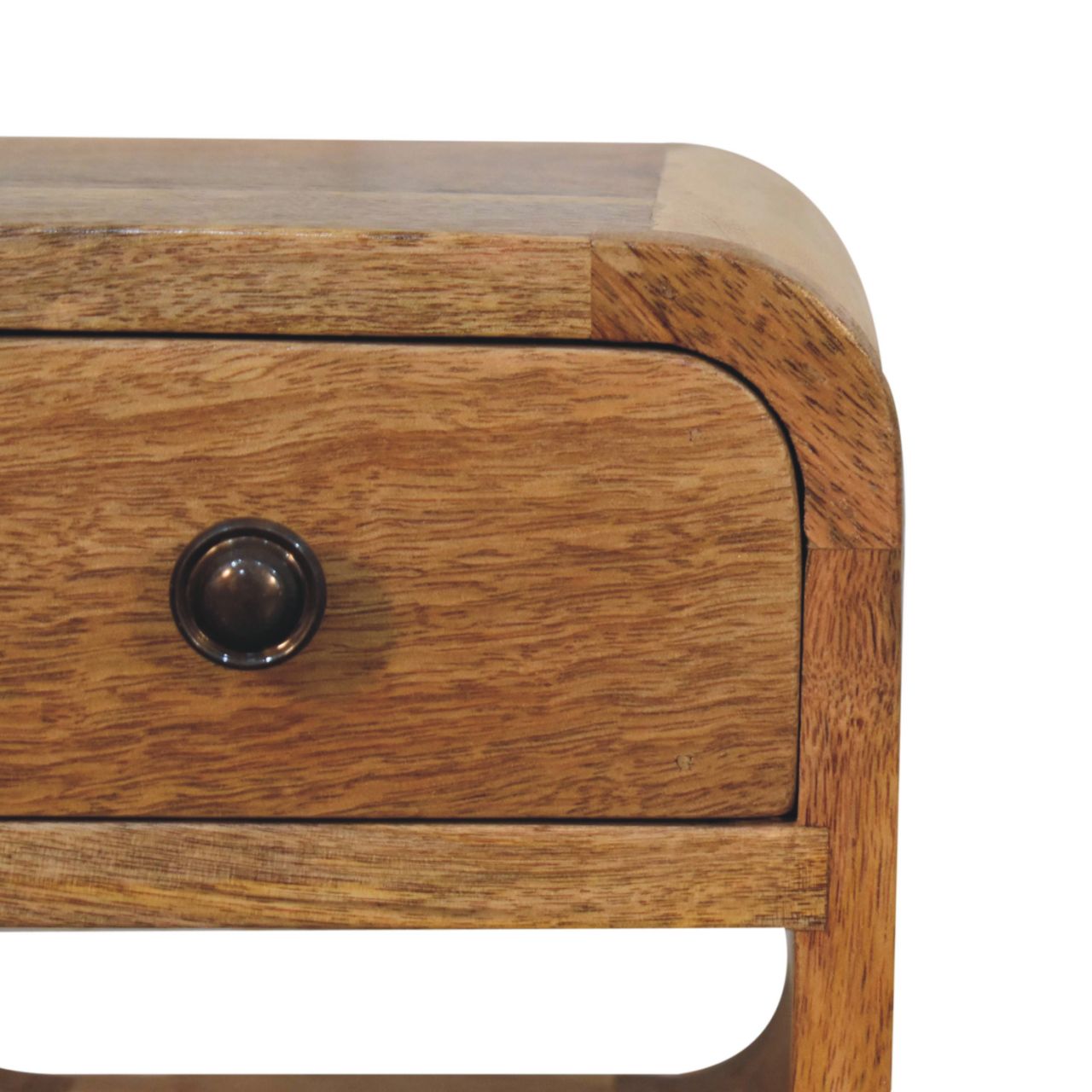 Nils - Rounded Bedside Table in Oak-like Finish