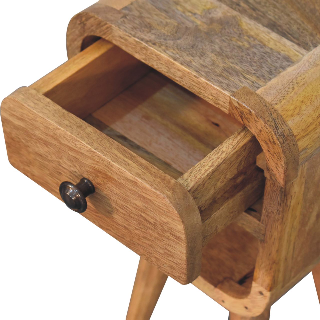 Nils - Rounded Bedside Table in Oak-like Finish