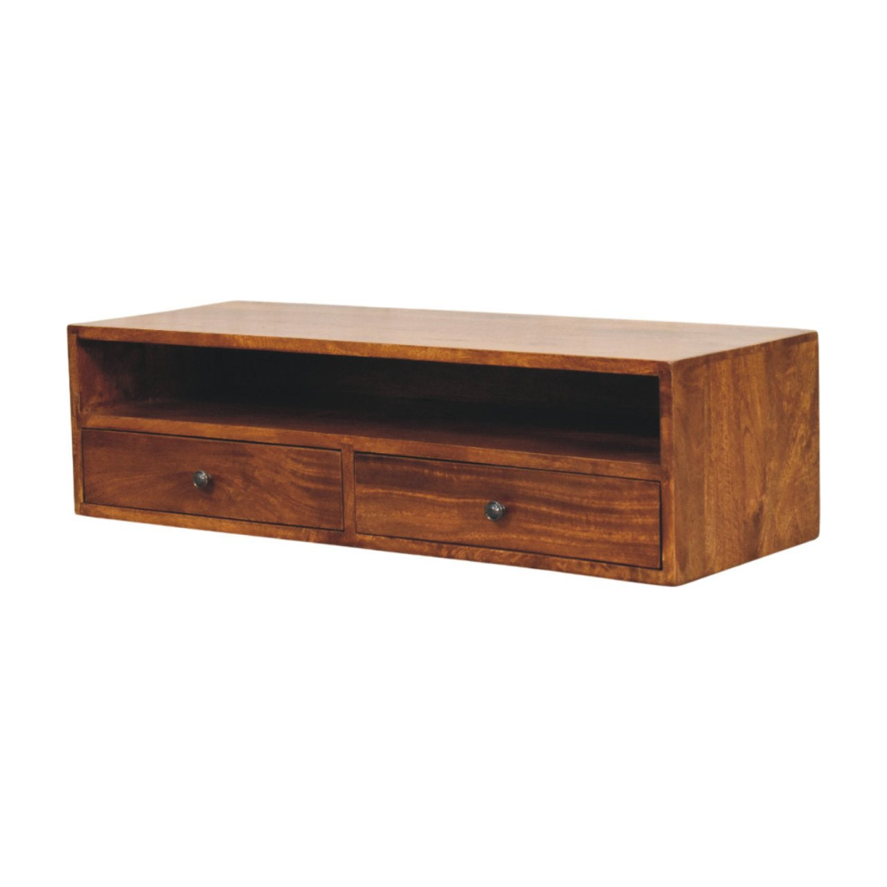 Lunar - Wall Mounted Media Unit in Chestnut Finish