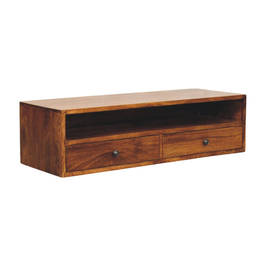 Lunar - Wall Mounted Media Unit in Chestnut Finish
