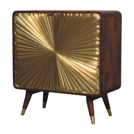 Avora - Brass Embossed Cabinet in Chestnut Finish
