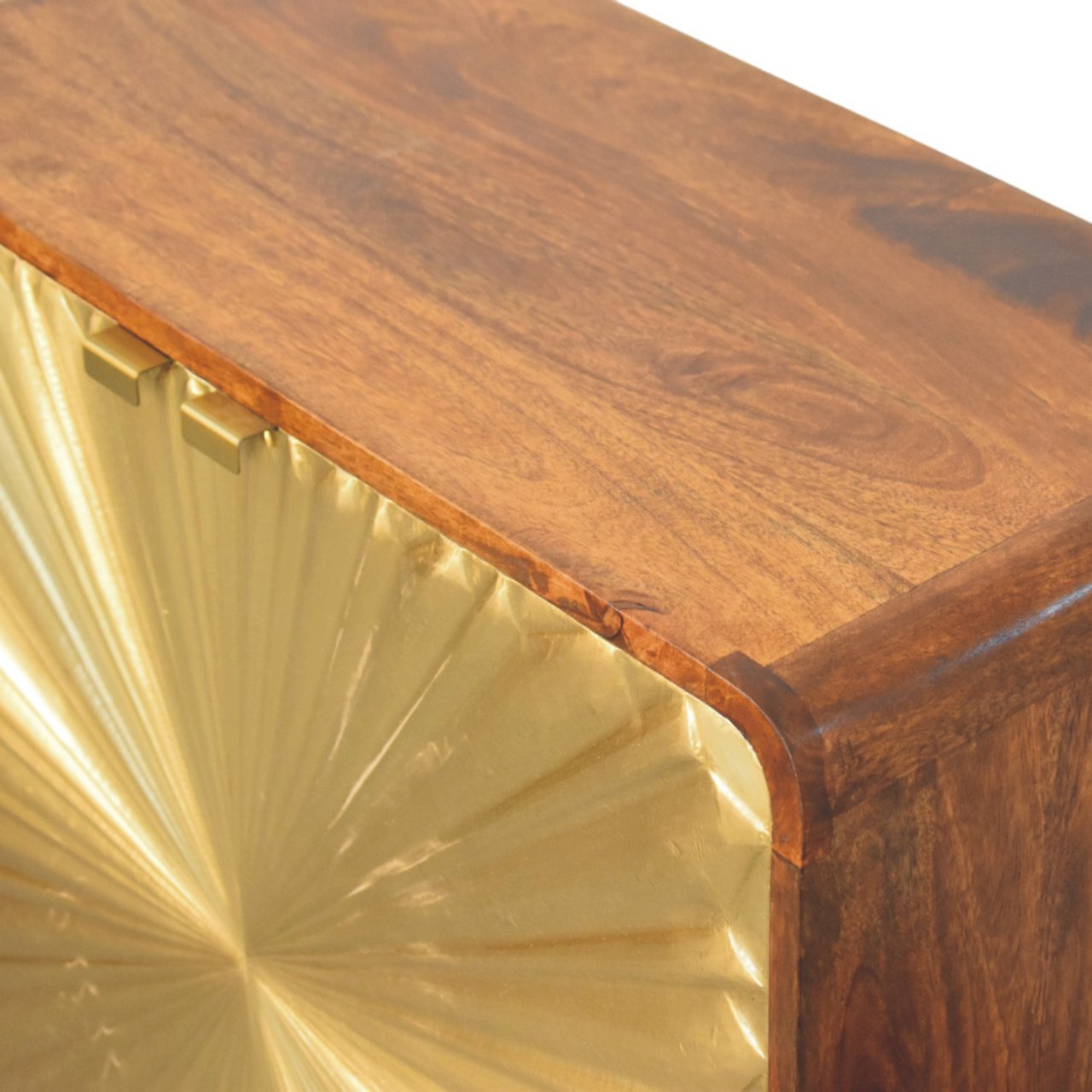 Avora - Brass Embossed Cabinet in Chestnut Finish