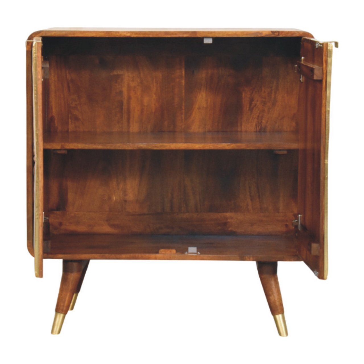 Avora - Brass Embossed Cabinet in Chestnut Finish