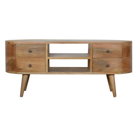 Scandinavian Rounded Entertainment Unit in Oak-like Finish
