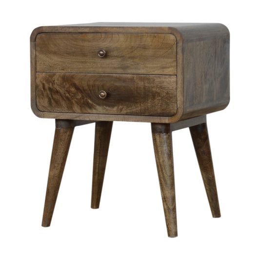 Rounded Classic Grey Washed Bedside Table