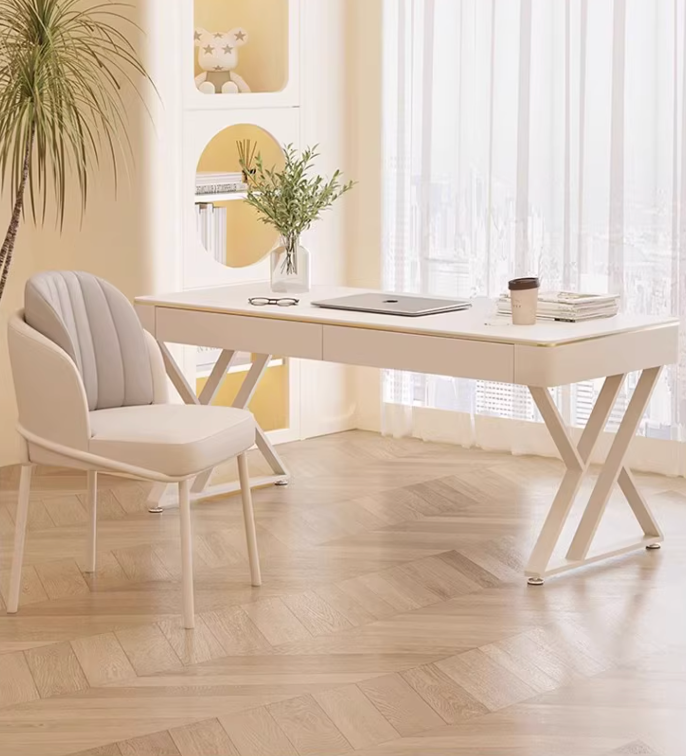 Loe Office Desk, White｜ DC Concept