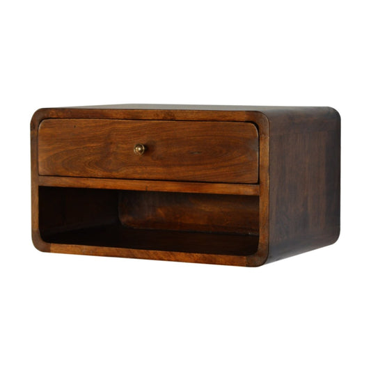 Chestnut Rounded Floating Bedside Table - V - LOOX