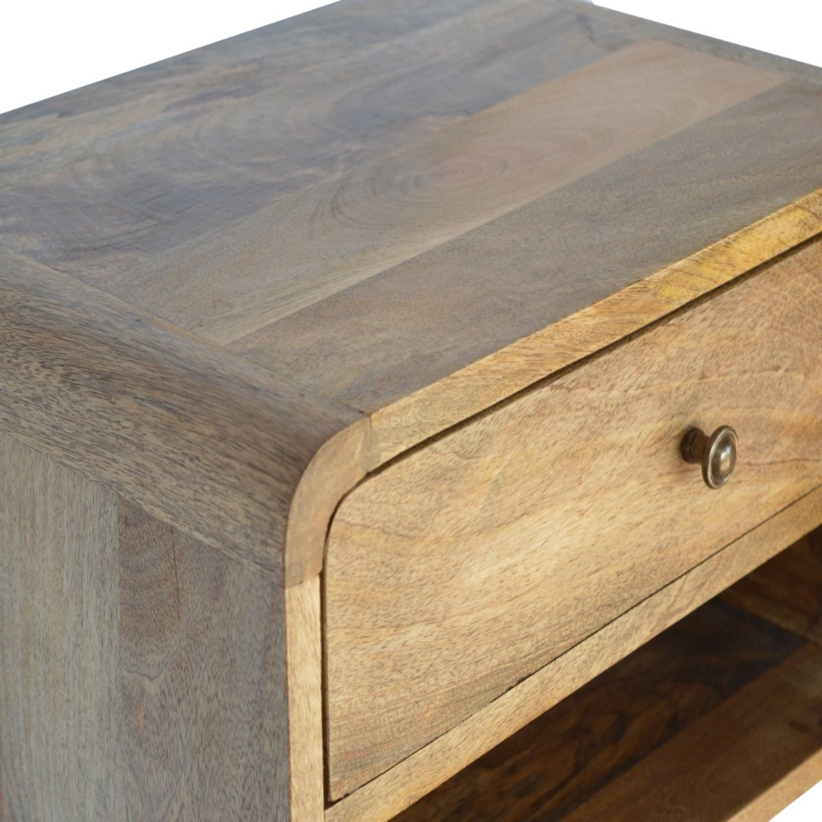 Floating Rounded Open Slot Bedside Table - V - LOOX