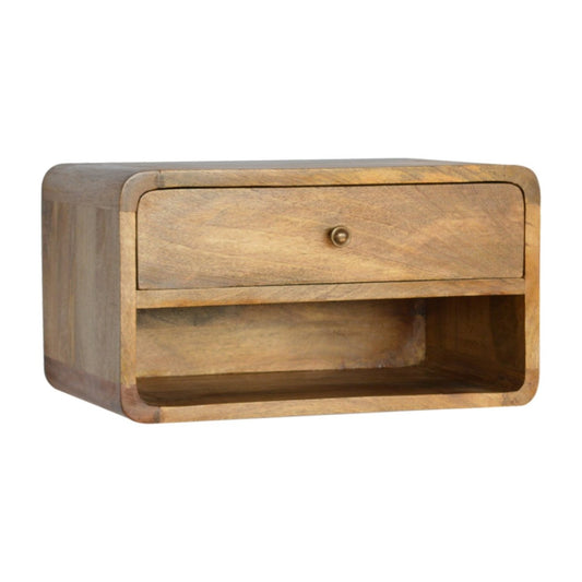 Floating Rounded Open Slot Bedside Table - V - LOOX
